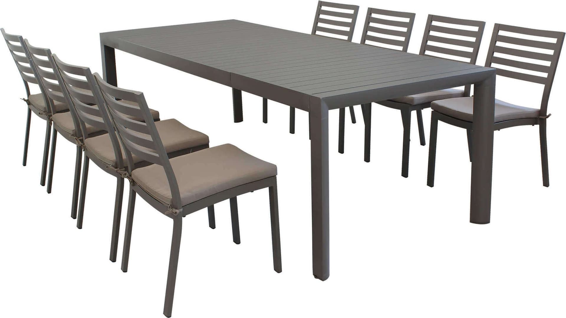 EQUITATUS---set-tavolo-in-alluminio-cm-180/240x100x75-h-con-8-sedute-Taupe-Milani-Home