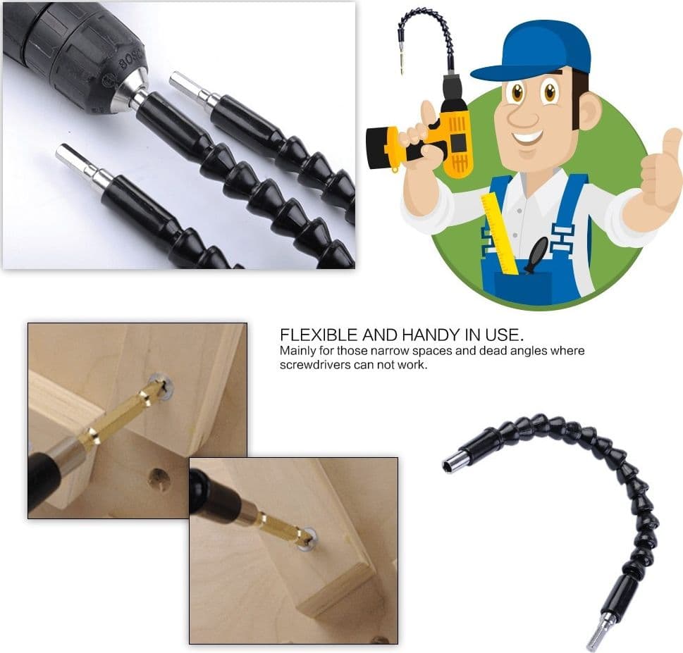 ESTENSORE TRAPANO CACCIAVITE AD ANGOLO 90° SNAKE BIT FLESSIBILE PROLUNGA 2 PZ Fai da te/Utensili elettrici e a mano/Accessori per utensili elettrici/Accessori per trapani/Mandrini Trade Shop italia - Napoli, Commerciovirtuoso.it