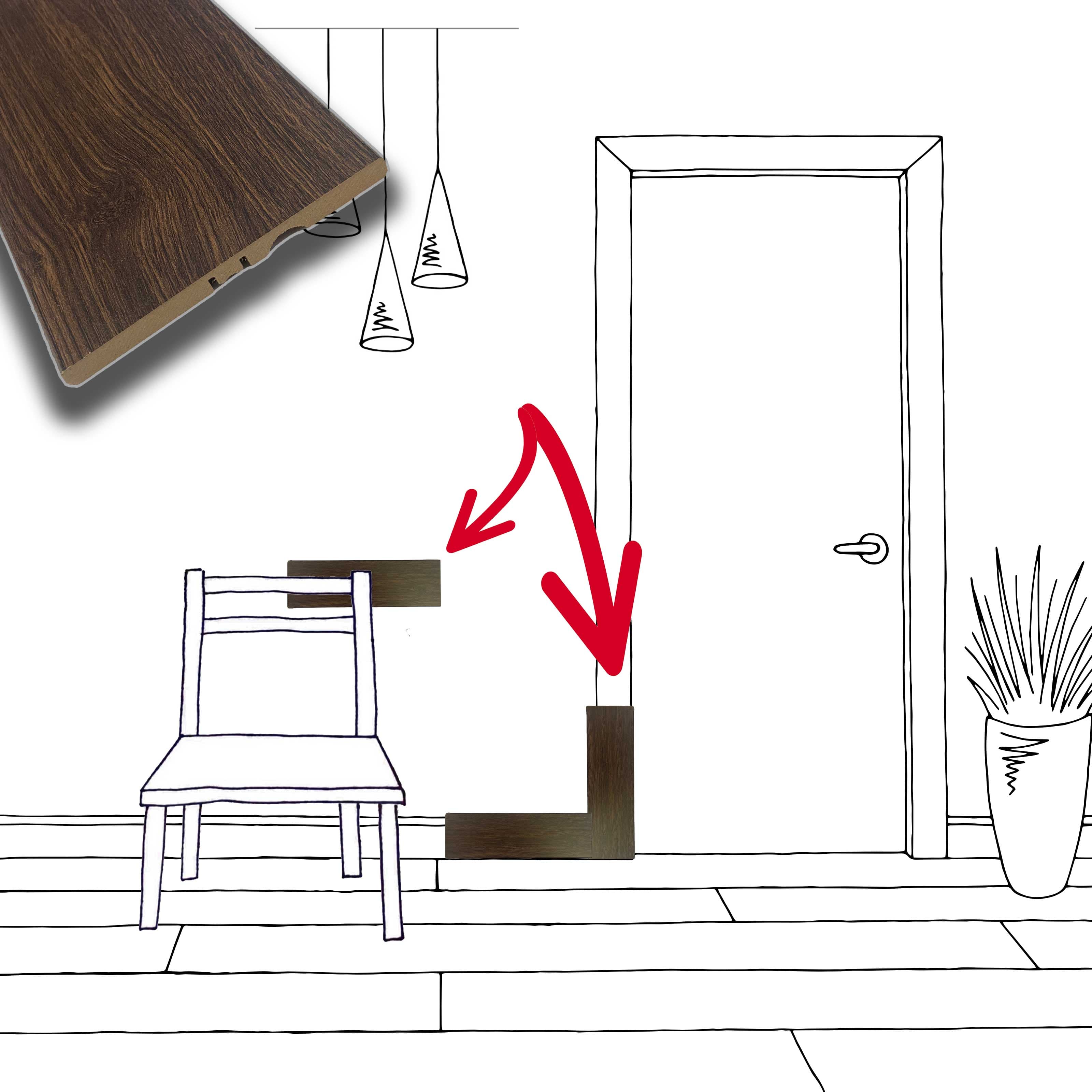 ***MEGA STOCK*** 3in1 MOSTRINA BATTISCOPA BATTISEDIA Quadro in Fibra di legno 120X10 ROVERE FUME - Eternal Parquet