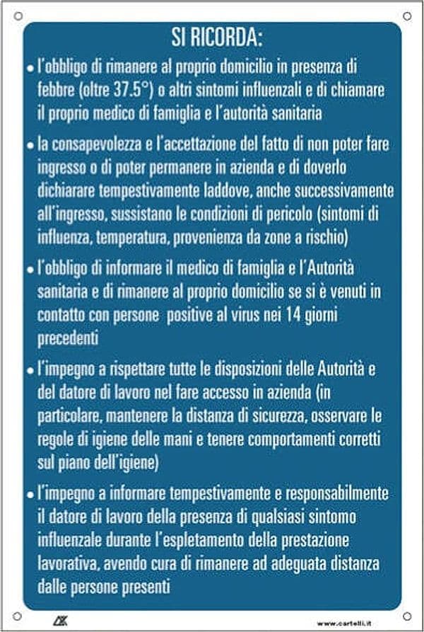 Etichetta - ''Si ricorda che...'' - 20x30 cm - Cartelli Segnalatori Fai da te/Sicurezza e protezione/Attrezzature per sicurezza sul lavoro/Segnaletica antinfortunistica Eurocartuccia - Pavullo, Commerciovirtuoso.it
