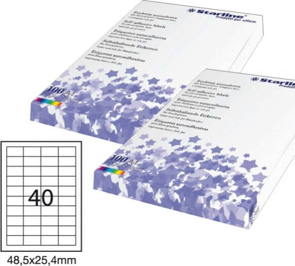 Etichetta adesiva - permanente - 48 5x25 4 mm - 40 etichette per foglio - bianco - Starline - conf. 100 fogli A4 Cancelleria e prodotti per ufficio/Archivio ufficio e accessori per scrivania/Etichette divisori per schedario e timbri/Etichette ed etichette adesive/Etichette per stampanti Eurocartuccia - Pavullo, Commerciovirtuoso.it