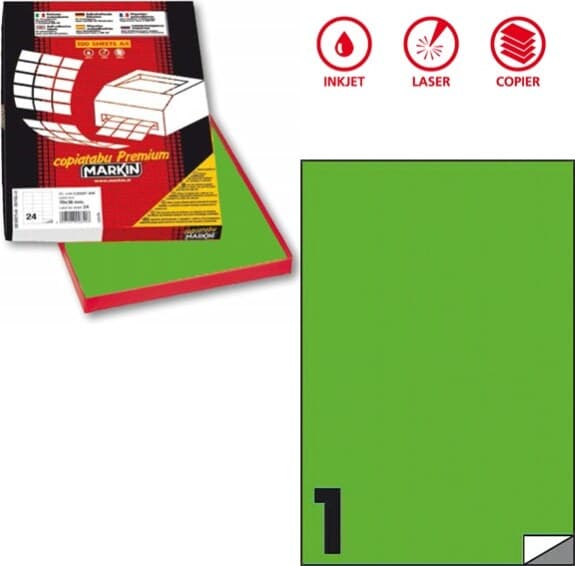 Etichetta adesiva C503 - permanente - 210x297 mm - 1 etichetta per foglio - verde fluo - scatola 100 fogli A4 Cancelleria e prodotti per ufficio/Archivio ufficio e accessori per scrivania/Etichette divisori per schedario e timbri/Etichette ed etichette adesive/Etichette per stampanti Eurocartuccia - Pavullo, Commerciovirtuoso.it