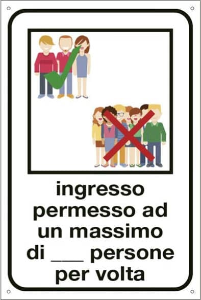 Etichetta attacca e stacca - ''Ingresso permesso ad un max. di... persone - 20x30 cm - Cartelli Segnalatori Fai da te/Sicurezza e protezione/Attrezzature per sicurezza sul lavoro/Segnaletica antinfortunistica Eurocartuccia - Pavullo, Commerciovirtuoso.it