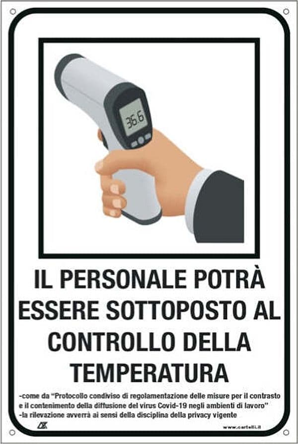 Etichetta per vetrofanie - ''Controllo temperatura del personale'' - 12x18 cm - Cartelli Segnalatori Fai da te/Sicurezza e protezione/Attrezzature per sicurezza sul lavoro/Segnaletica antinfortunistica Eurocartuccia - Pavullo, Commerciovirtuoso.it
