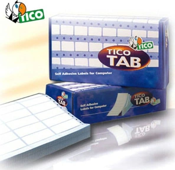 Etichette a modulo continuo Tico TAB 1 - 149x97 2 mm - corsia singola - permanente - bianco - Tico - scatola da 1500 etichette Cancelleria e prodotti per ufficio/Archivio ufficio e accessori per scrivania/Etichette divisori per schedario e timbri/Etichette ed etichette adesive/Etichette per stampanti Eurocartuccia - Pavullo, Commerciovirtuoso.it