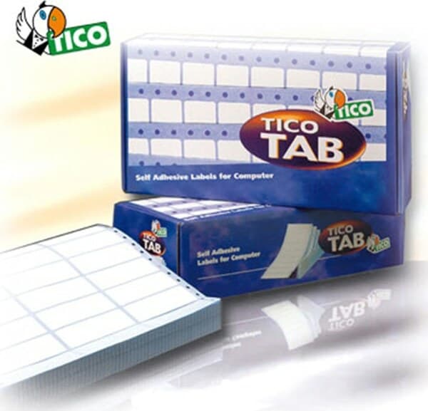 Etichette a modulo continuo Tico TAB 1 - 89x23 5 mm - corsia singola - permanente - bianco - Tico - scatola da 6000 etichette Cancelleria e prodotti per ufficio/Archivio ufficio e accessori per scrivania/Etichette divisori per schedario e timbri/Etichette ed etichette adesive/Etichette per stampanti Eurocartuccia - Pavullo, Commerciovirtuoso.it