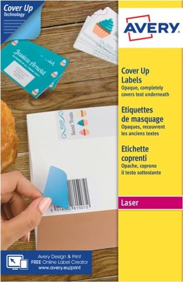 Etichette coprenti BlockOut - 25 fogli A4 (21 et-fg) - 63 x 38 1 mm - bianco - laser - Avery Cancelleria e prodotti per ufficio/Archivio ufficio e accessori per scrivania/Etichette divisori per schedario e timbri/Etichette ed etichette adesive/Etichette per stampanti Eurocartuccia - Pavullo, Commerciovirtuoso.it