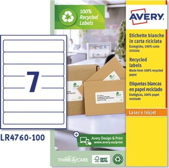 Etichette per raccoglitori carta riciclata - 38 x 192 mm - 7 et- fg - bianca - laser - Avery - conf. 100 fogli Cancelleria e prodotti per ufficio/Archivio ufficio e accessori per scrivania/Etichette divisori per schedario e timbri/Etichette ed etichette adesive/Etichette per stampanti Eurocartuccia - Pavullo, Commerciovirtuoso.it