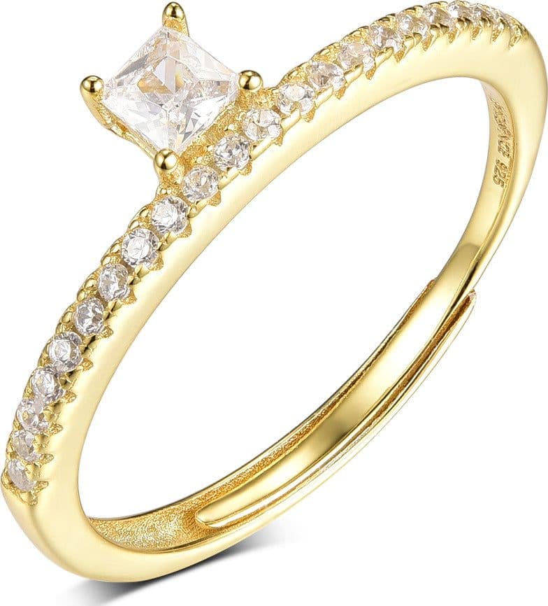 Evideence-Anello-Donna-argento-925-gold-zirconi-bianchi-misura-regolabile