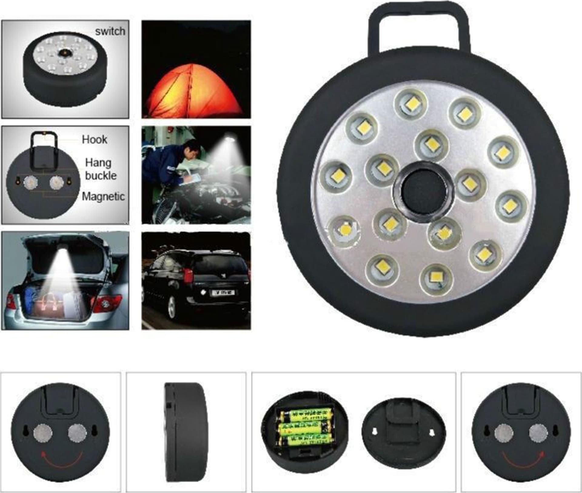 FARETTO 15 LED SMD PUNTO LUCE ARMADIO BATTERIE LAMPADA PLAFONIERA CASA EMERGENZA Trade Shop italia - Napoli, Commerciovirtuoso.it