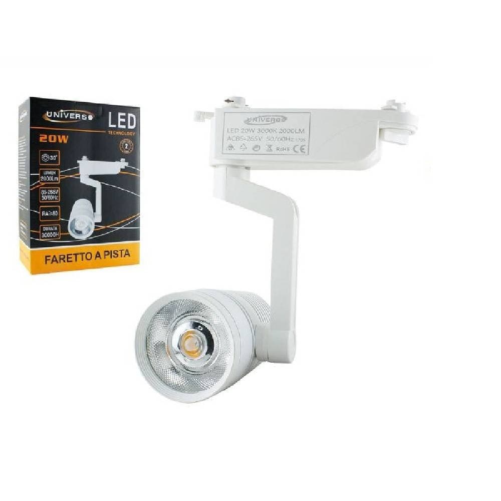 Faretto-A-Binario-Pista-20-Watt-Bianco-Luce-Naturale-Fredda-Calda-2-Poli-F-20w8a