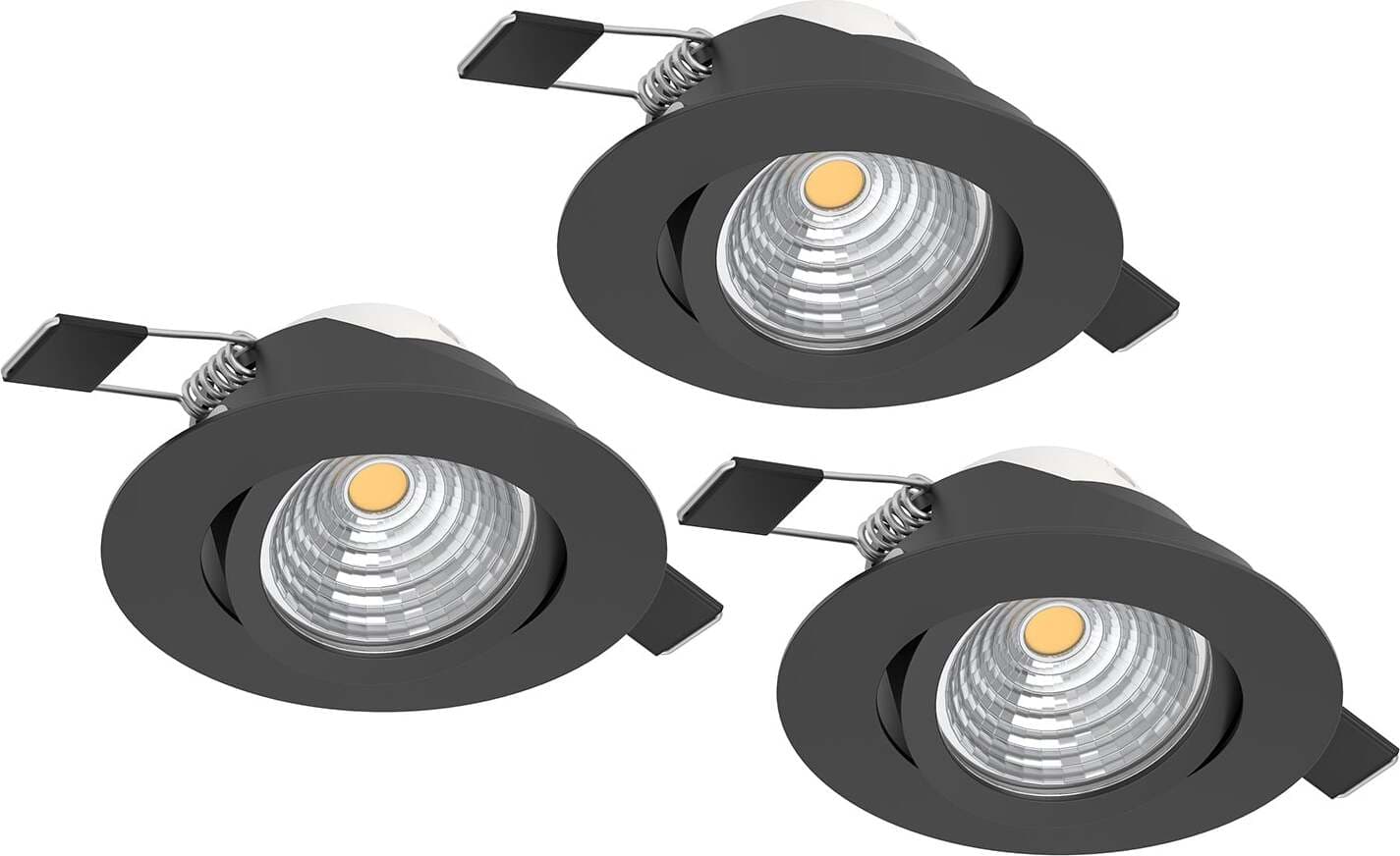 Faretto-Ad-Incasso-Moderno-Saliceto-In-Alluminio-Nero-3-Luci-Led-6W-2700K