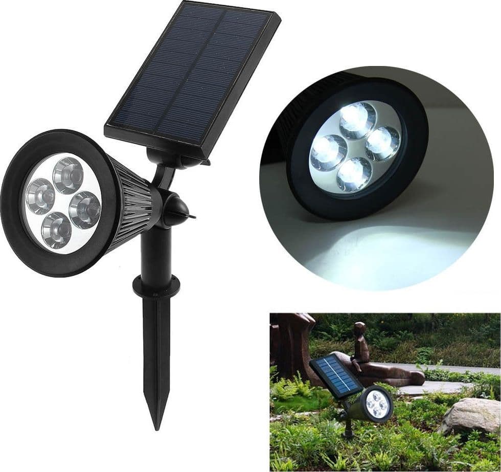 FARETTO FARO LED GIARDINO 4 LED PICCHETTO PANNELLO ENERGIA SOLARE GIARDINO IP65 Illuminazione/Illuminazione per esterni/Proiettori Trade Shop italia - Napoli, Commerciovirtuoso.it
