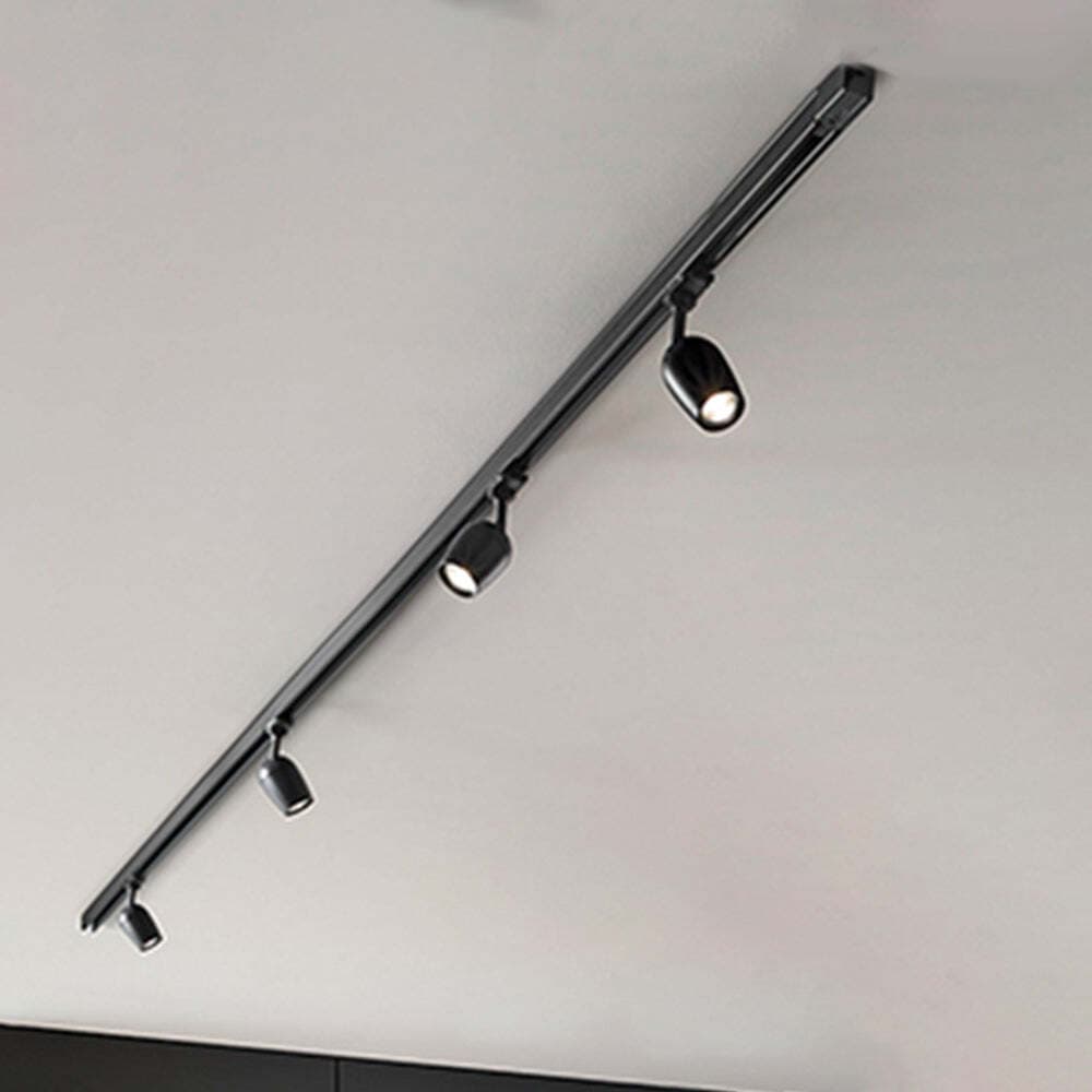 Faretto-In-Alluminio-A-Led-Tondo-Per-Sistema-In-Binario-Nero-Orientabile
