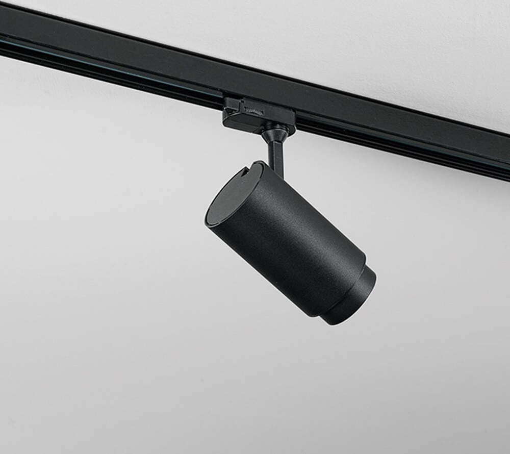 Faretto-In-Alluminio-Tondo-A-Led-Per-Sistema-In-Binario-Nero-Luce-Calda-30W