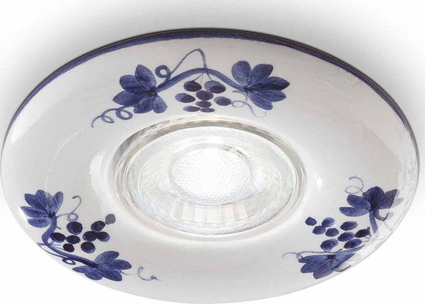 Faretto-Incasso-Classico-Pescara-Ceramica-Bianco-Decorato-1-Luce-Gu10