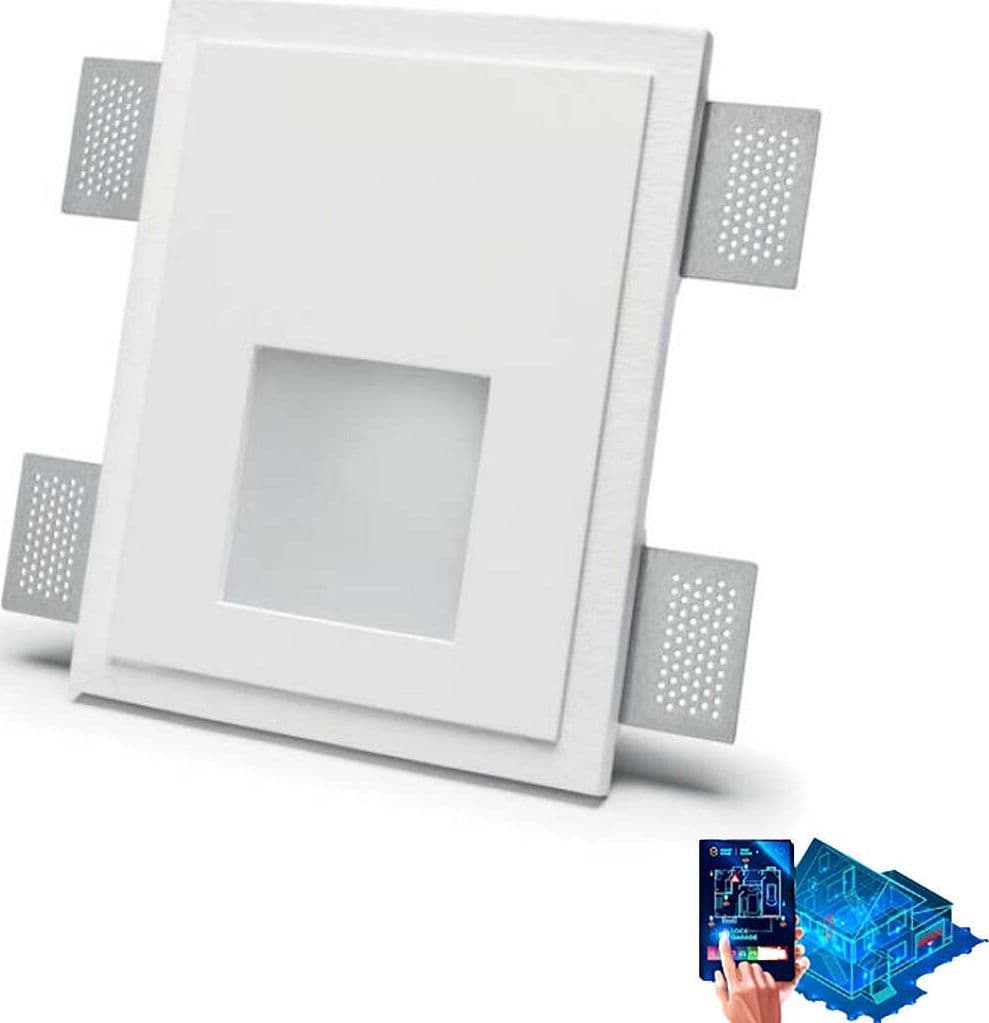 Faretto-incasso-gesso-Belfiore-9010-MIKA-4195B-LED-WIRELESS-senza-presa-lampada-parete-segnapasso