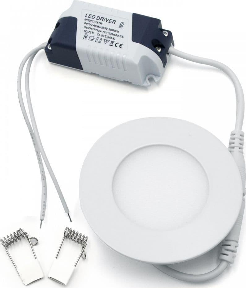 faretto led 3 Watt pannello incasso rotondo 180LM luce naturale 4000k Illuminazione/Illuminazione per interni/Luci da incasso Zencoccostore - Formia, Commerciovirtuoso.it