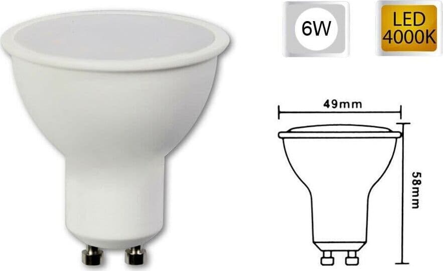 Faretto-Led-6-Watt-Gu10-Ad-Incasso-Lampadina-6w-Luce-Naturale-Universo