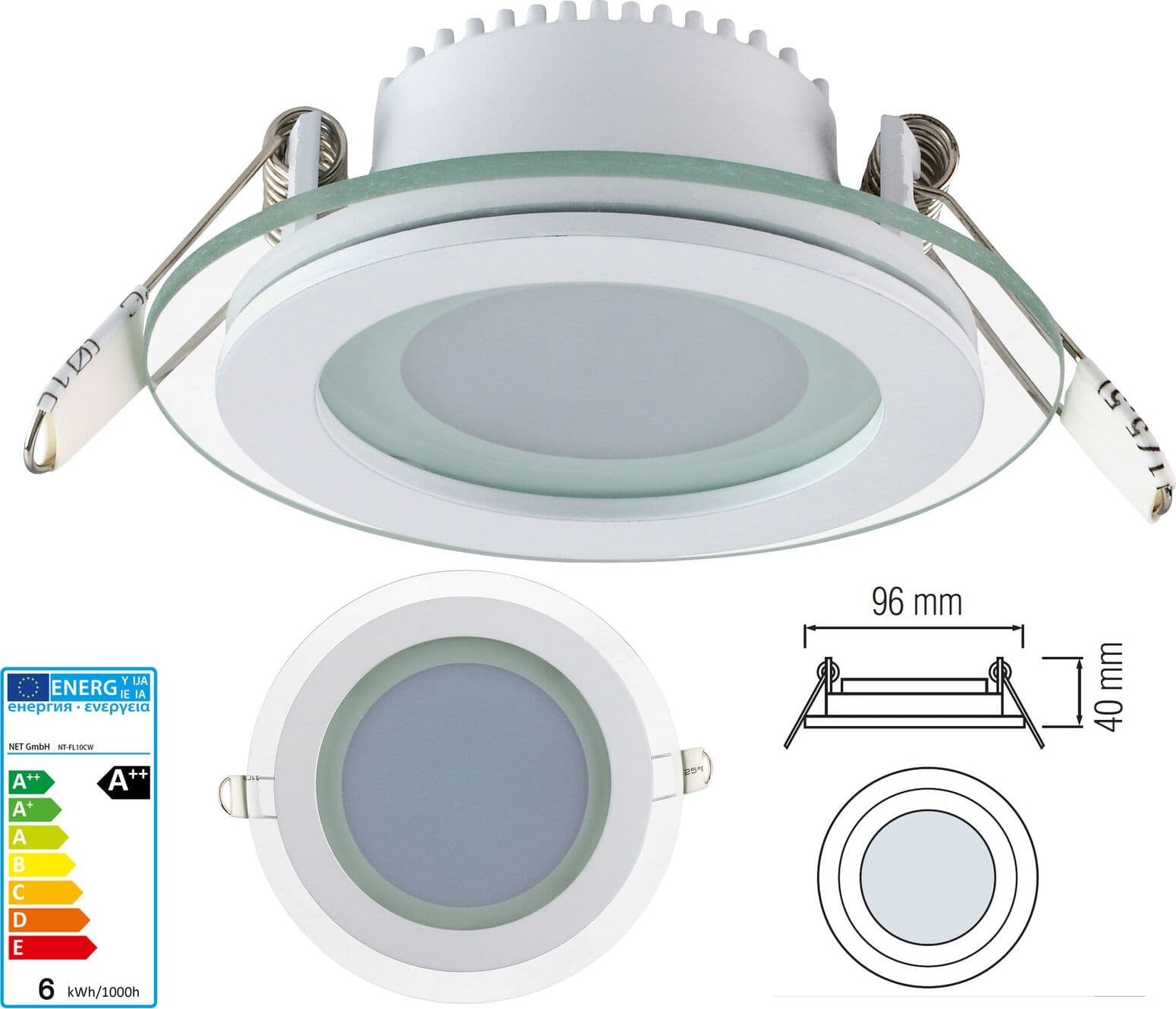 Faretto led 6W Pannello vetro incasso rotondo luce Fredda 6400k Illuminazione/Illuminazione per interni/Luci da incasso Zencoccostore - Formia, Commerciovirtuoso.it