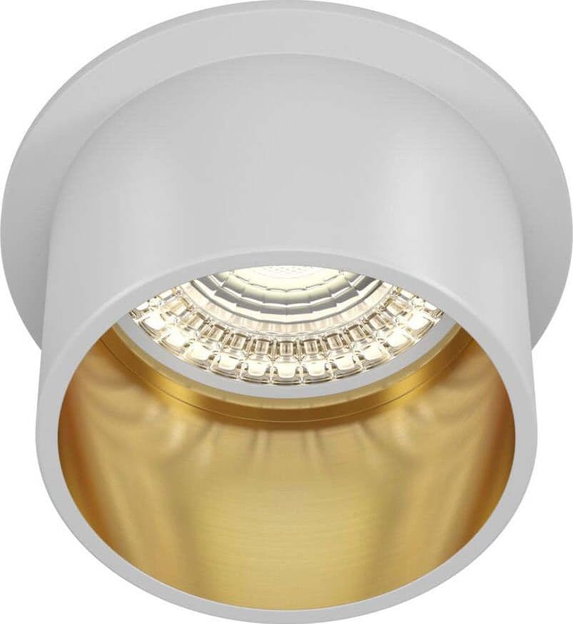 Faretto Moderno Reif Alluminio Bianco 1 Luce Diffusore Vetro Oro