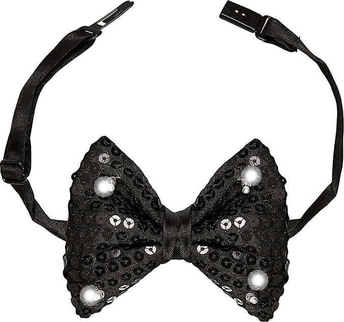 Farfallino-Pailettes-Nero-Con-LED-Widmann