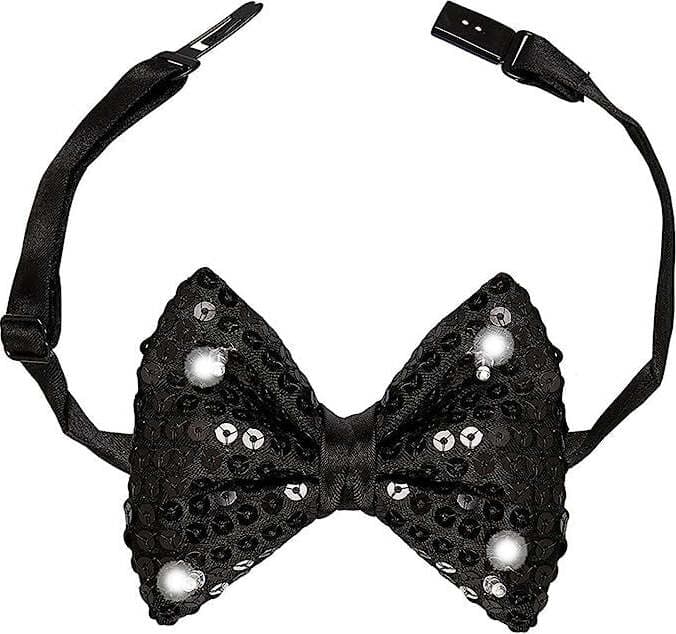 Farfallino-Pailettes-Nero-Con-LED-Widmann
