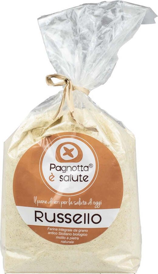 Farina Integrale Di Grano Antico Siciliano Russello Farina Macinata A Pietra Naturale Farina Bio Per Pani Rustici, Focacce, Pizze, Grissini E Frolle. Pagnotta E Salute