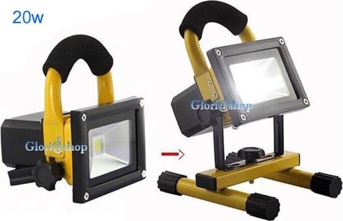 Faro-1-Led-Luce-Bianca-20w-Lampada-.-Batteria-Ricaricabile-Torcia-Portatile-Staffa-Each