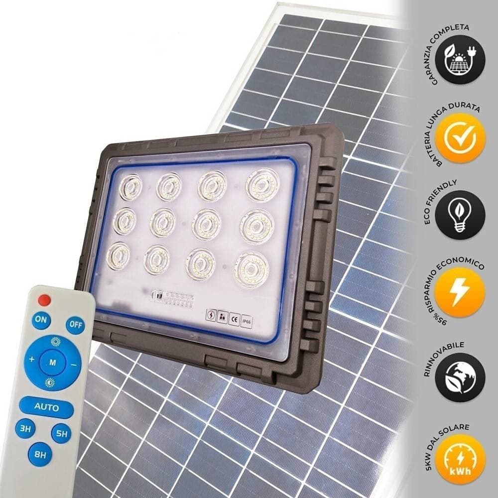 FARO 400 WATT CON PANNELLO SOLARE LUCE FORTE TELECOMANDO BATTERIA LUNGA DURATA in Lampade da parete Trade Shop italia - Napoli, commercioVirtuoso.it