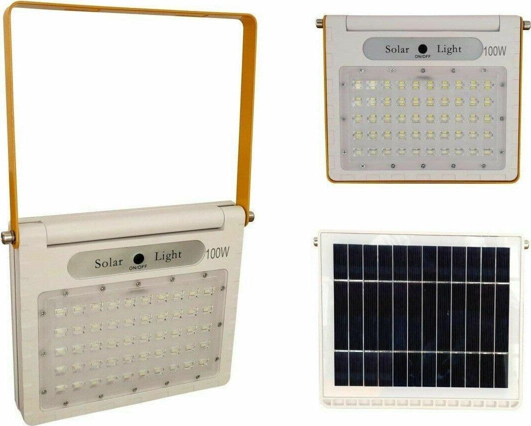 Faro Faretto 100 Watt 50 LED Con pannello Solare Pieghevole Luce Fredda 7000k Illuminazione/Illuminazione per esterni/Proiettori Zencoccostore - Formia, Commerciovirtuoso.it