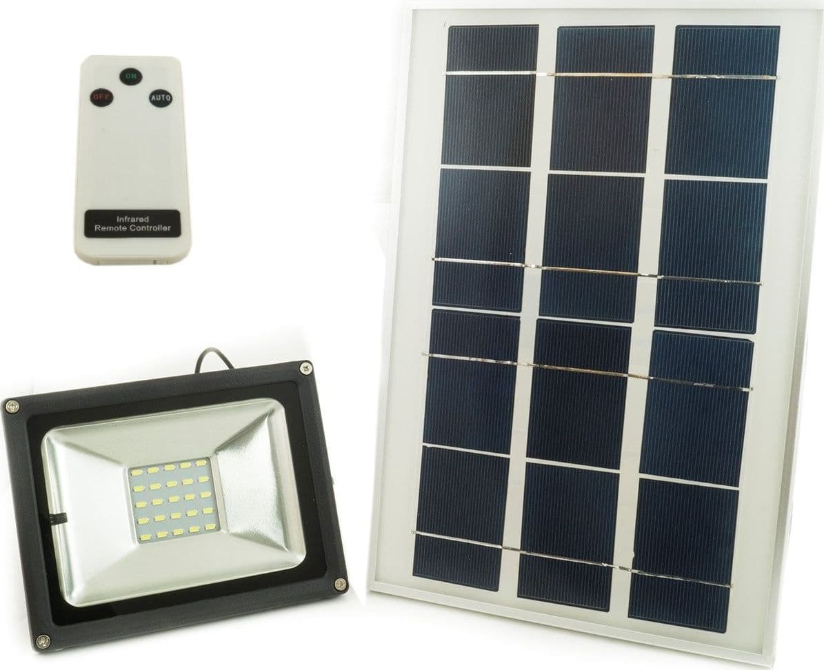 FARO LED A ENERGIA SOLARE CON PANNELLO FOTOVOLTAICO CREPUSCOLARE + TELECOMANDO W Illuminazione/Illuminazione per esterni/Proiettori Trade Shop italia - Napoli, Commerciovirtuoso.it