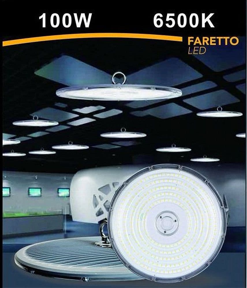 FARO LED SLIM INDUSTRIALE 100W UFO LAMPADA RIFLETTORE IP65 LUCE FREDDA HE02-100W in Proiettori Trade Shop italia - Napoli, commercioVirtuoso.it