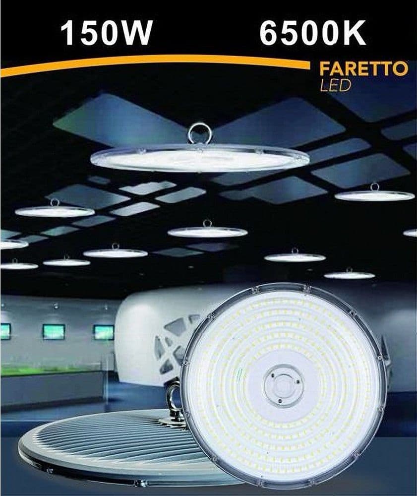 FARO LED SLIM INDUSTRIALE 150W UFO LAMPADA RIFLETTORE IP65 LUCE FREDDA HE02-150W in Proiettori Trade Shop italia - Napoli, commercioVirtuoso.it