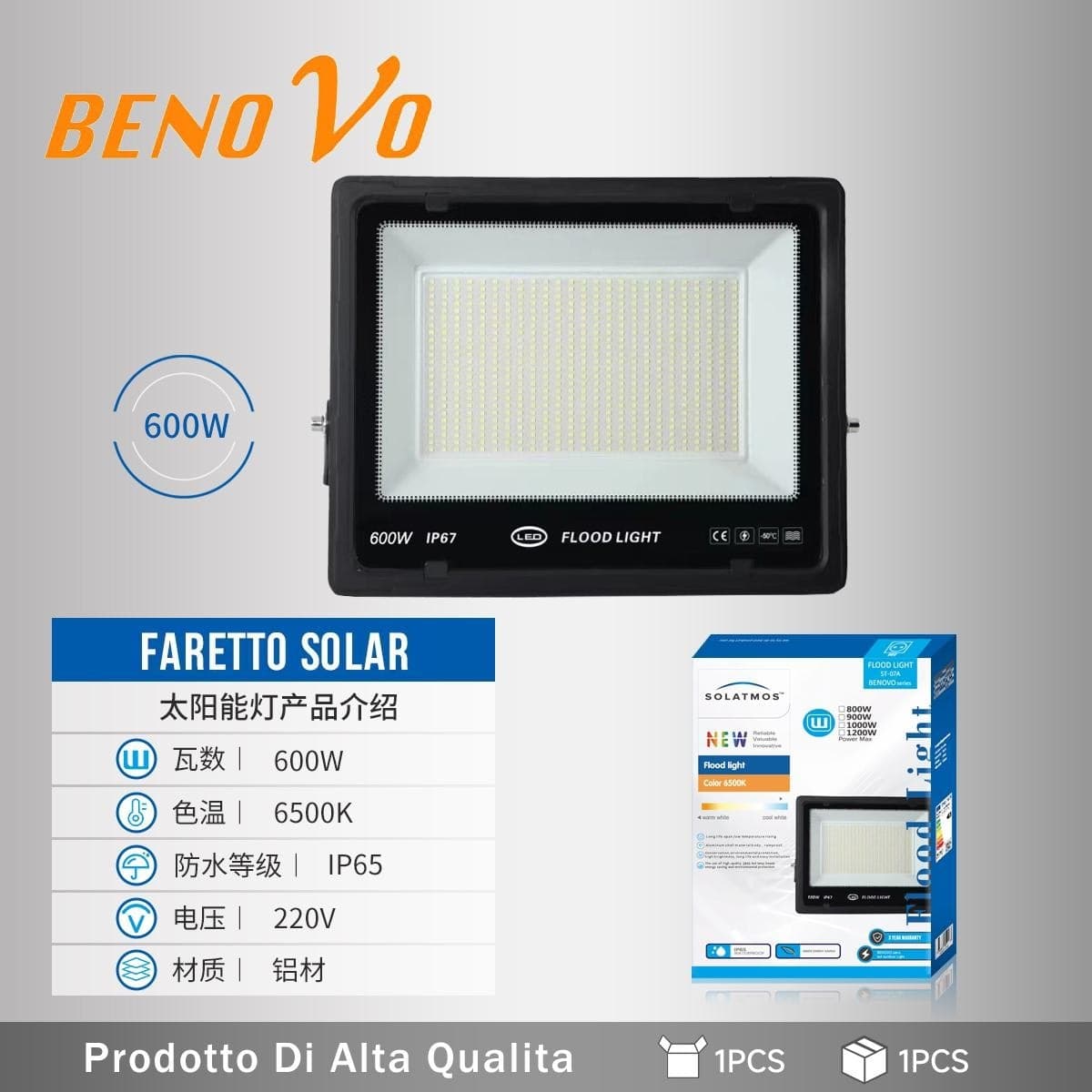 FARO-LED-SMD-600-Watt-FARETTO-Slim-Flood-Light-LUCE-Bianco-fredda-6500k-90Lm/W-IP67