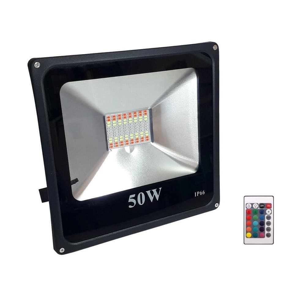 Faro Proiettore Led 50 W Rgb Multicolore Da Esterno Ip66 220v Telecomando 84140 Articoli da Giardino > Illuminazione da esterno > Proiettori Trade Shop italia - Napoli, Commerciovirtuoso.it