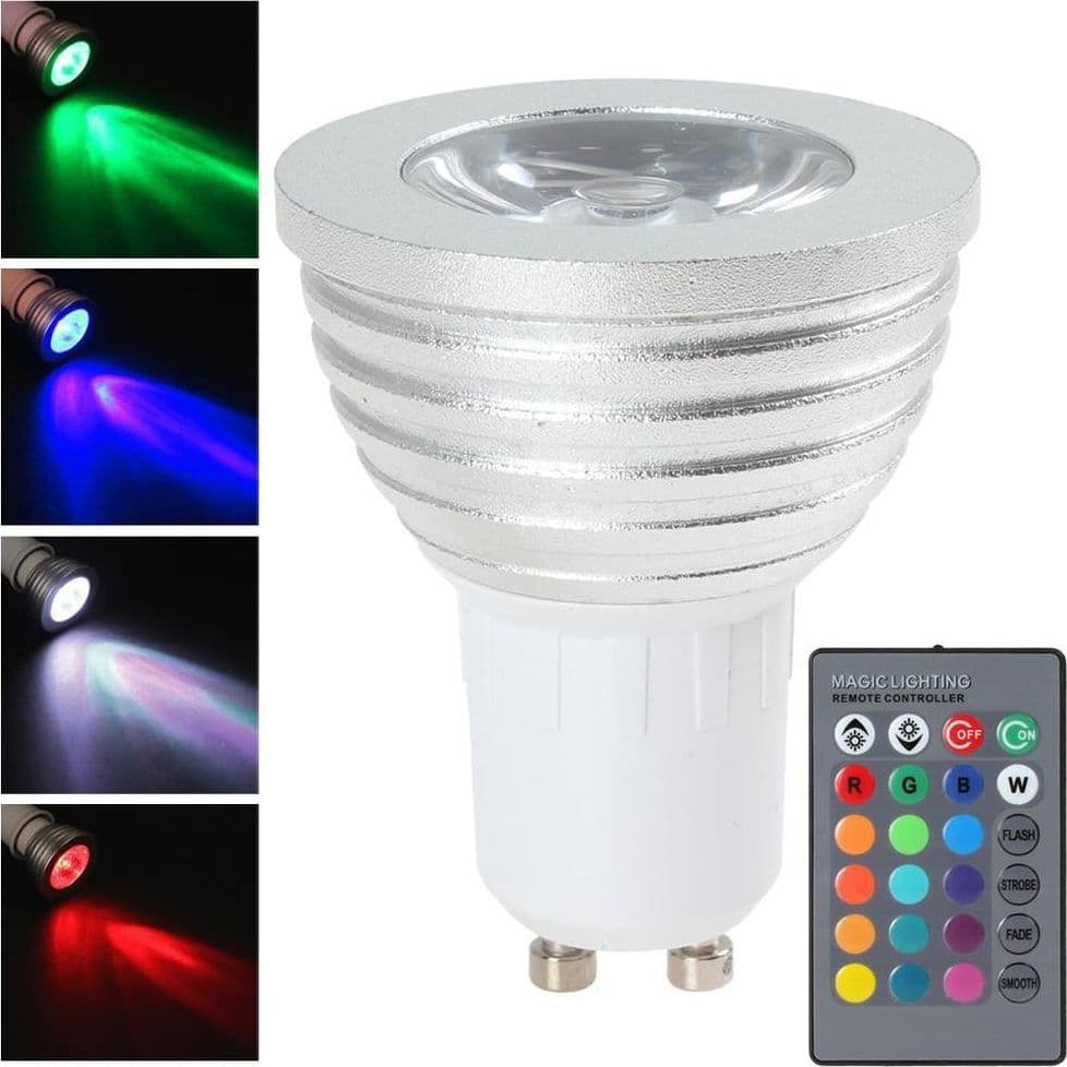 Faro Rgb Lampada Faretto Gu10 Multicolore 3w Led Telecomando Cromoterapia Illuminazione/Illuminazione per interni/Illuminazione per bambini/Luci notturne per bambini Trade Shop italia - Napoli, Commerciovirtuoso.it