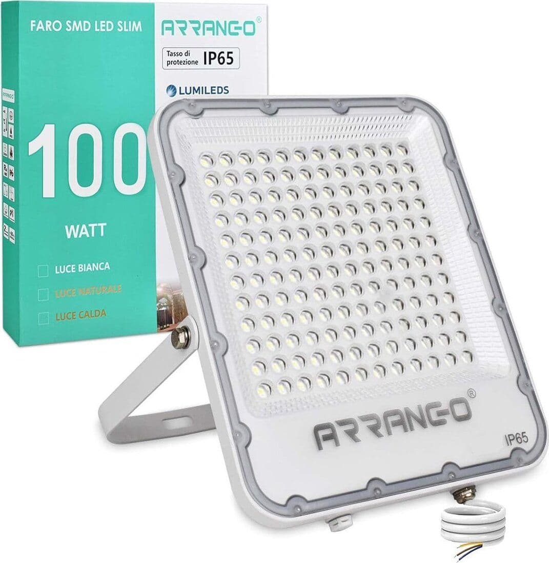 Faro SMD LED Slim IP65 Chip LUMILEDS 100 Watt Luce Bianca Calda 10000 Lumen in Proiettori 85cento.it - Potenza, commercioVirtuoso.it
