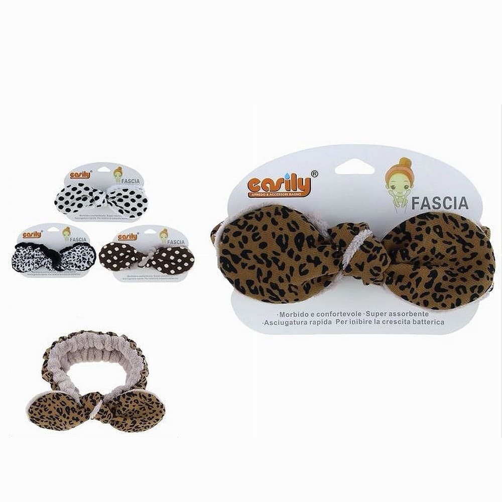 FASCIA CAPELLI DOCCIA SHAMPOO TRUCCO SPUGNA FIOCCO FANTASIA ANIMALIER POIS 87253 in Cerchietti e fasce per capelli Trade Shop italia - Napoli, commercioVirtuoso.it