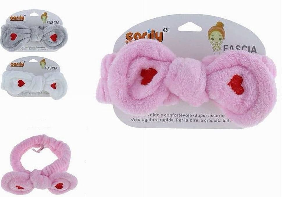 FASCIA PER CAPELLI DOCCIA SHAMPOO TRUCCO IN SPUGNA FIOCCO CUORI 3 COLORI 59785 in Cerchietti e fasce per capelli Trade Shop italia - Napoli, commercioVirtuoso.it
