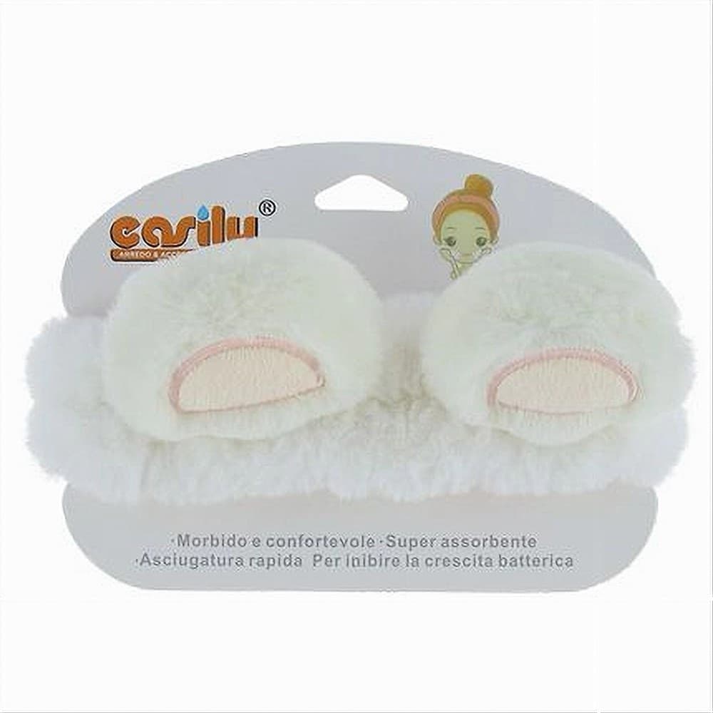 FASCIA PER CAPELLI DOCCIA SHAMPOO TRUCCO SPUGNA ORECCHIE ORSO BIANCO ROSA 87252 in Cerchietti e fasce per capelli Trade Shop italia - Napoli, commercioVirtuoso.it