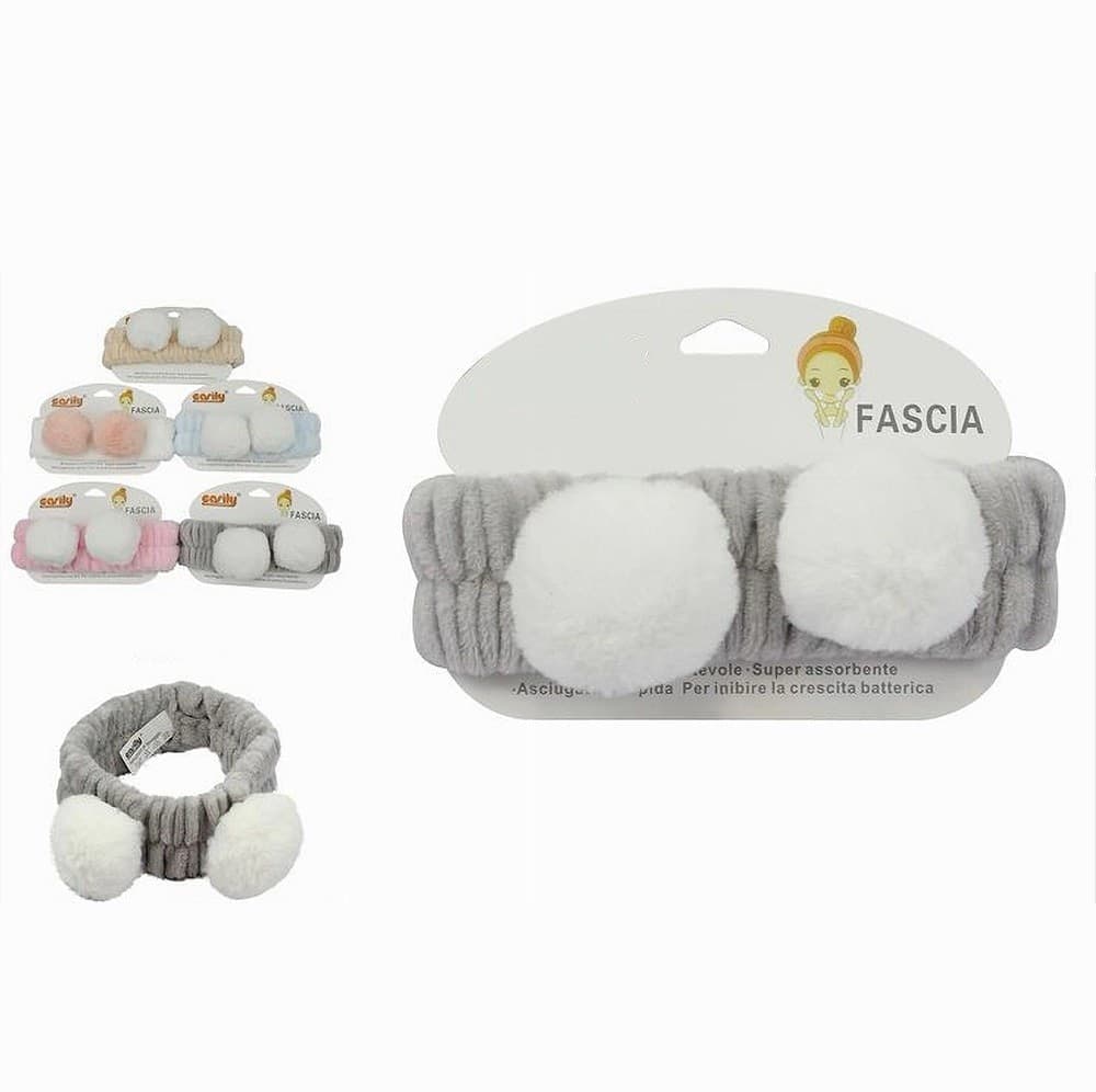 FASCIA PER CAPELLI DOCCIA SHAMPOO TRUCCO SPUGNA ORECCHIE PON PON 5 COLORI 79297 in Cerchietti e fasce per capelli Trade Shop italia - Napoli, commercioVirtuoso.it