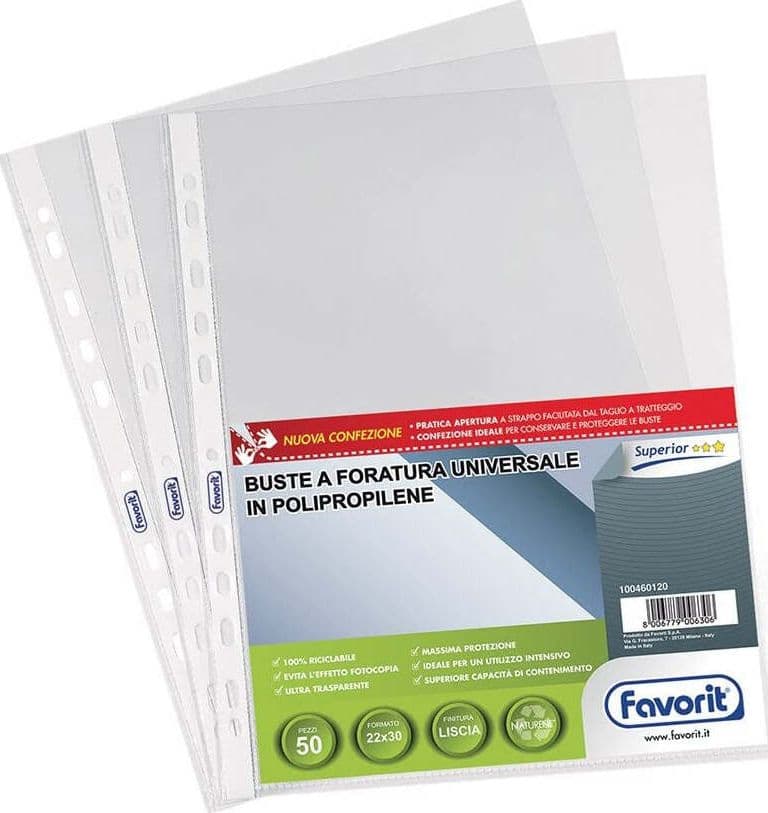 FAVORIT Buste raccoglitori ad anelli A4 50 pz