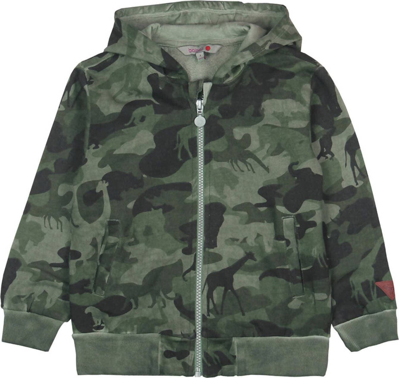 Felpa Bambino Verde Militare con Cappuccio 100% Cotone Felpa Bimbo Full Zip Military Green Con Polsini e Tasche Laterali Boboli