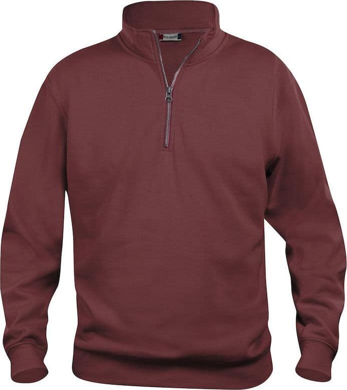 Felpa Basic Mezza Zip Bordeaux Felpa Unisex con Cerniera in Felpe senza cappuccio Dresswork - Como, commercioVirtuoso.it