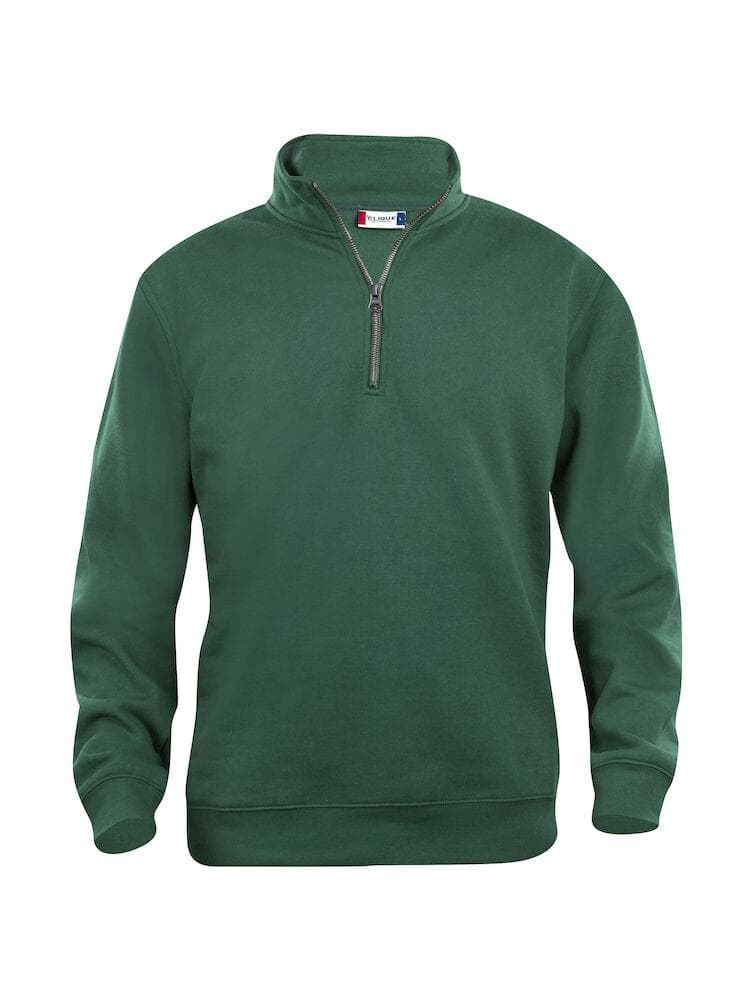 Felpa Basic Mezza Zip Verde Scuro Felpa Unisex con Cerniera in Felpe senza cappuccio Dresswork - Como, commercioVirtuoso.it