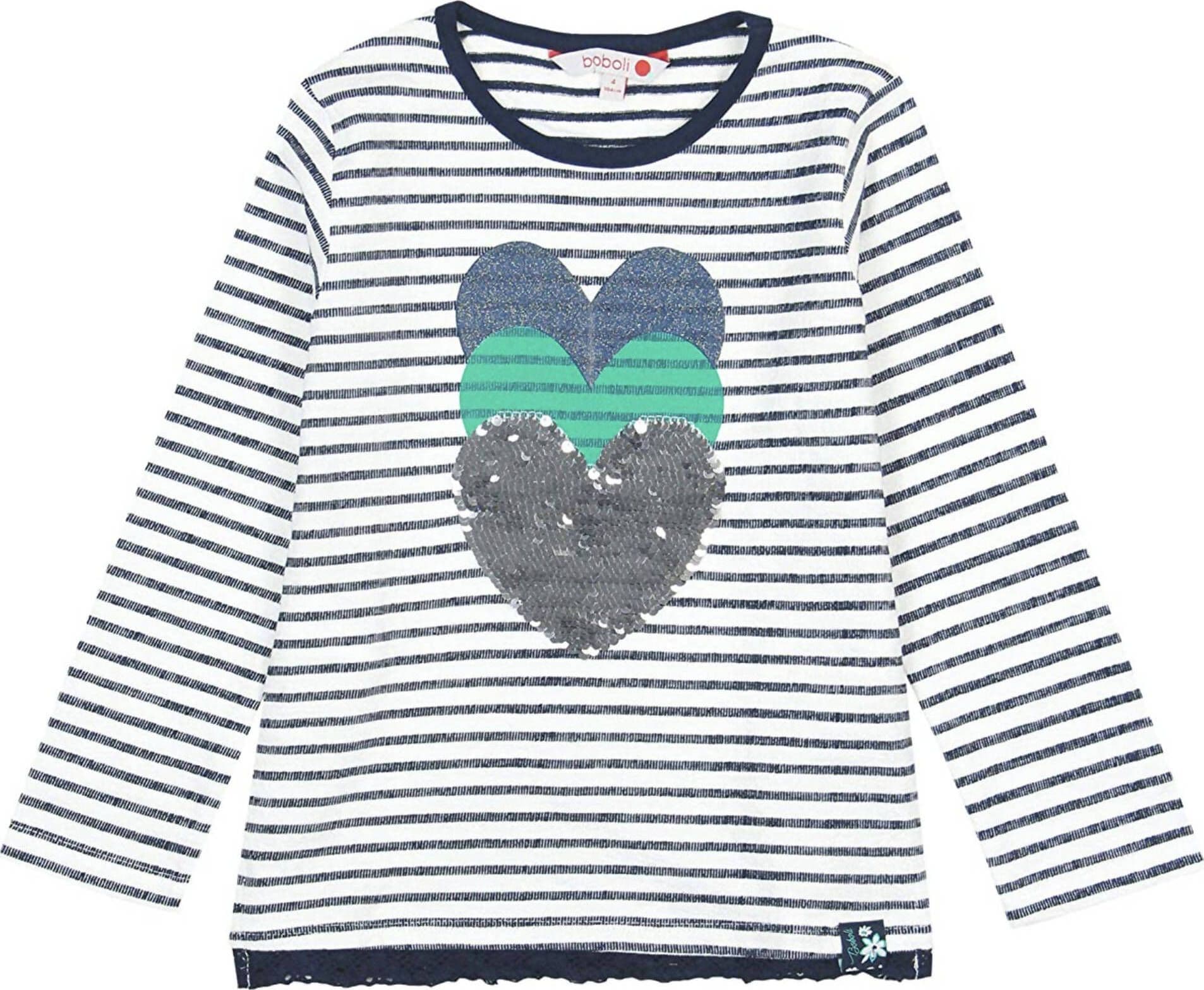 Felpa Bimba Estiva Bianca e Blu Maglione a Righe con Cuori di Paillettes Maglioncino Estivo Ragazza Fashion con Brillantini 100% Cotone felpa bambina/ragazza Piccole Canaglie - Tropea, Commerciovirtuoso.it