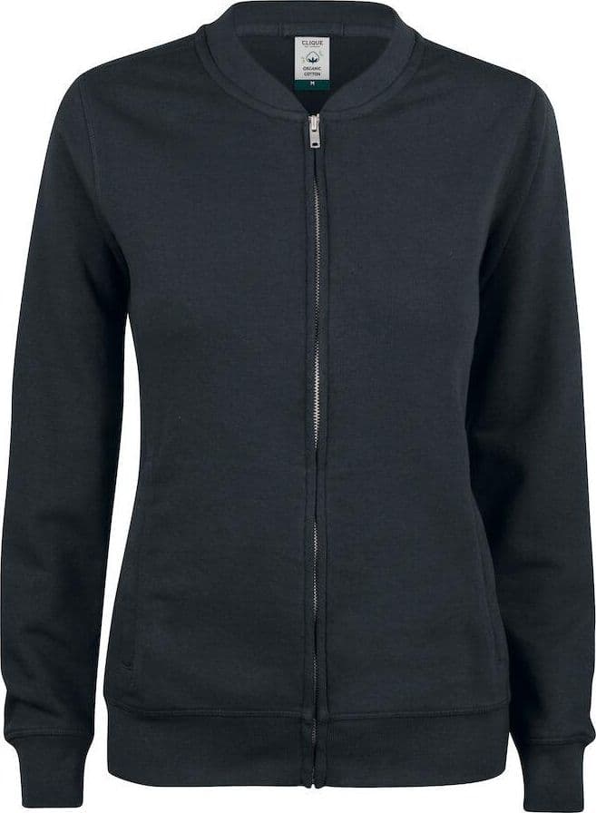 Felpa Clique Cardigan Nero Felpa Donna con Zip Cotone Organico Ecosostenibile in Felpe senza cappuccio Dresswork - Como, commercioVirtuoso.it