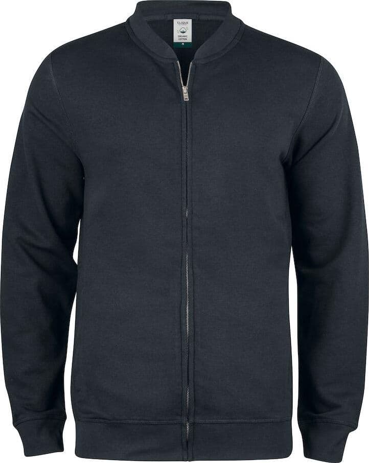 Felpa Clique Cardigan Nero Felpa Uomo con Zip Cotone Organico Ecosostenibile in Felpe senza cappuccio Dresswork - Como, commercioVirtuoso.it