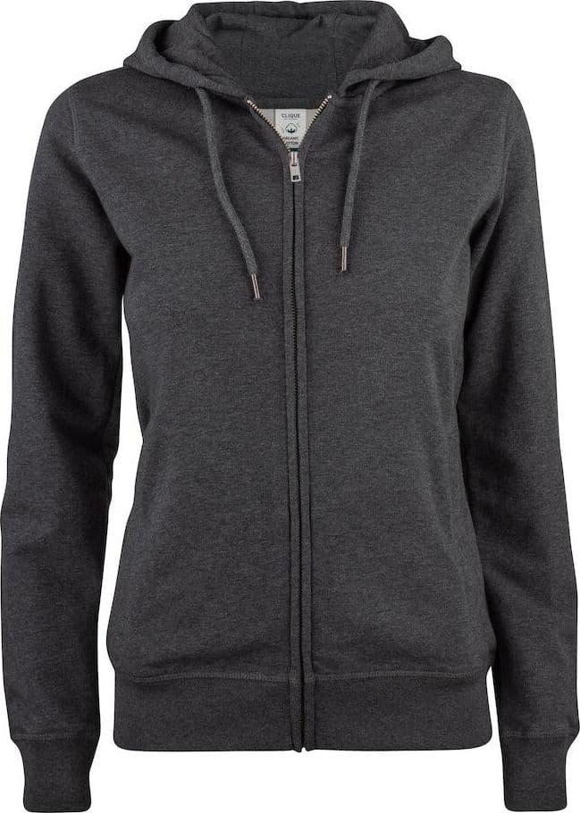 Felpa Clique Zip Cappuccio Antracite Melange Felpa Donna Cotone Organico Ecosostenibile in Felpe con cappuccio Dresswork - Como, commercioVirtuoso.it